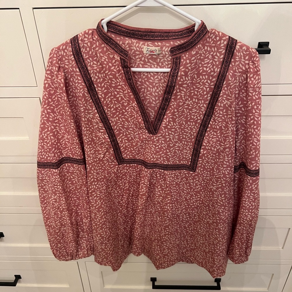 Faherty Split Neck Blouse